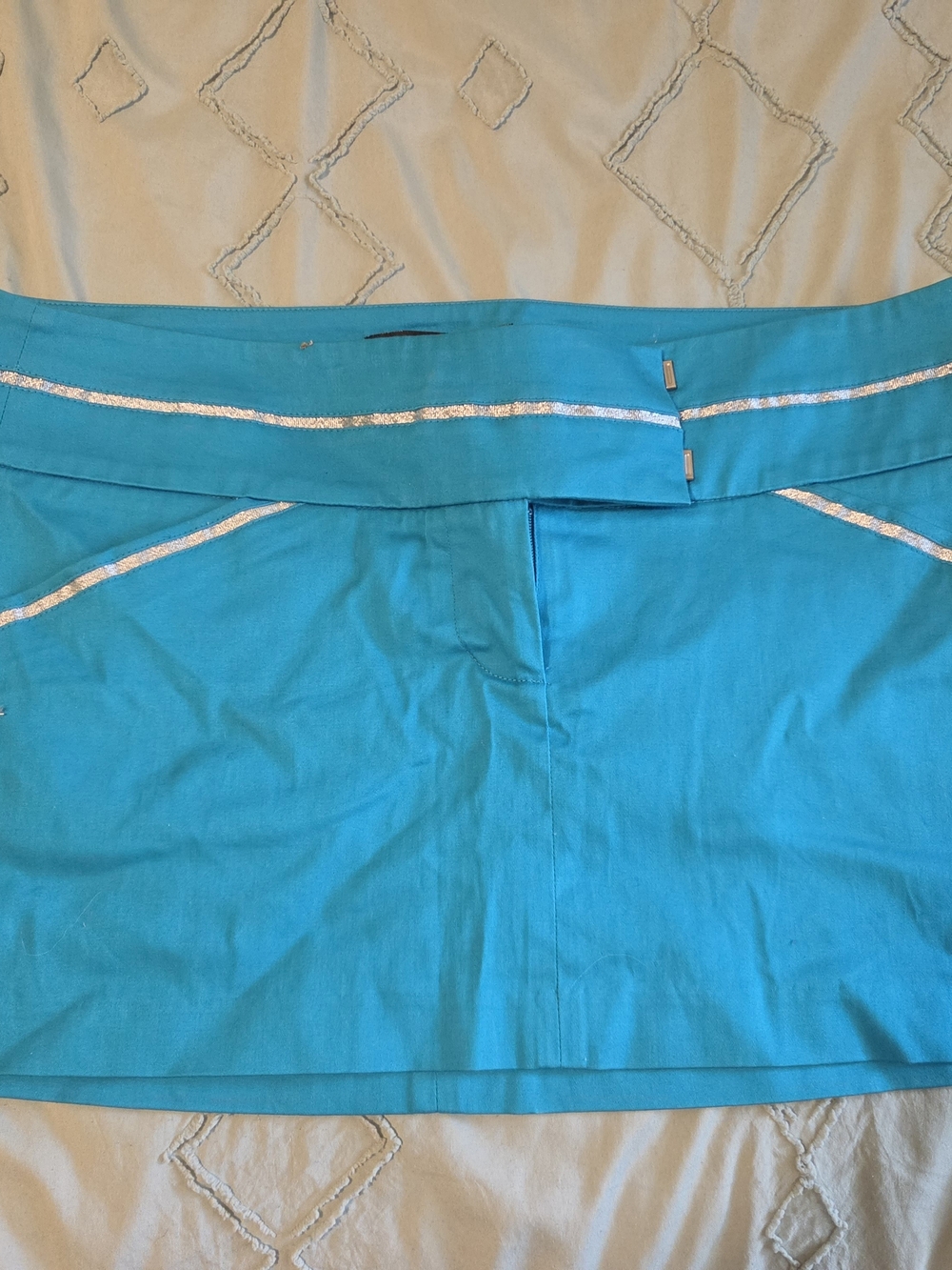 Guess Turquoise Mini Skirt with Silver Trim